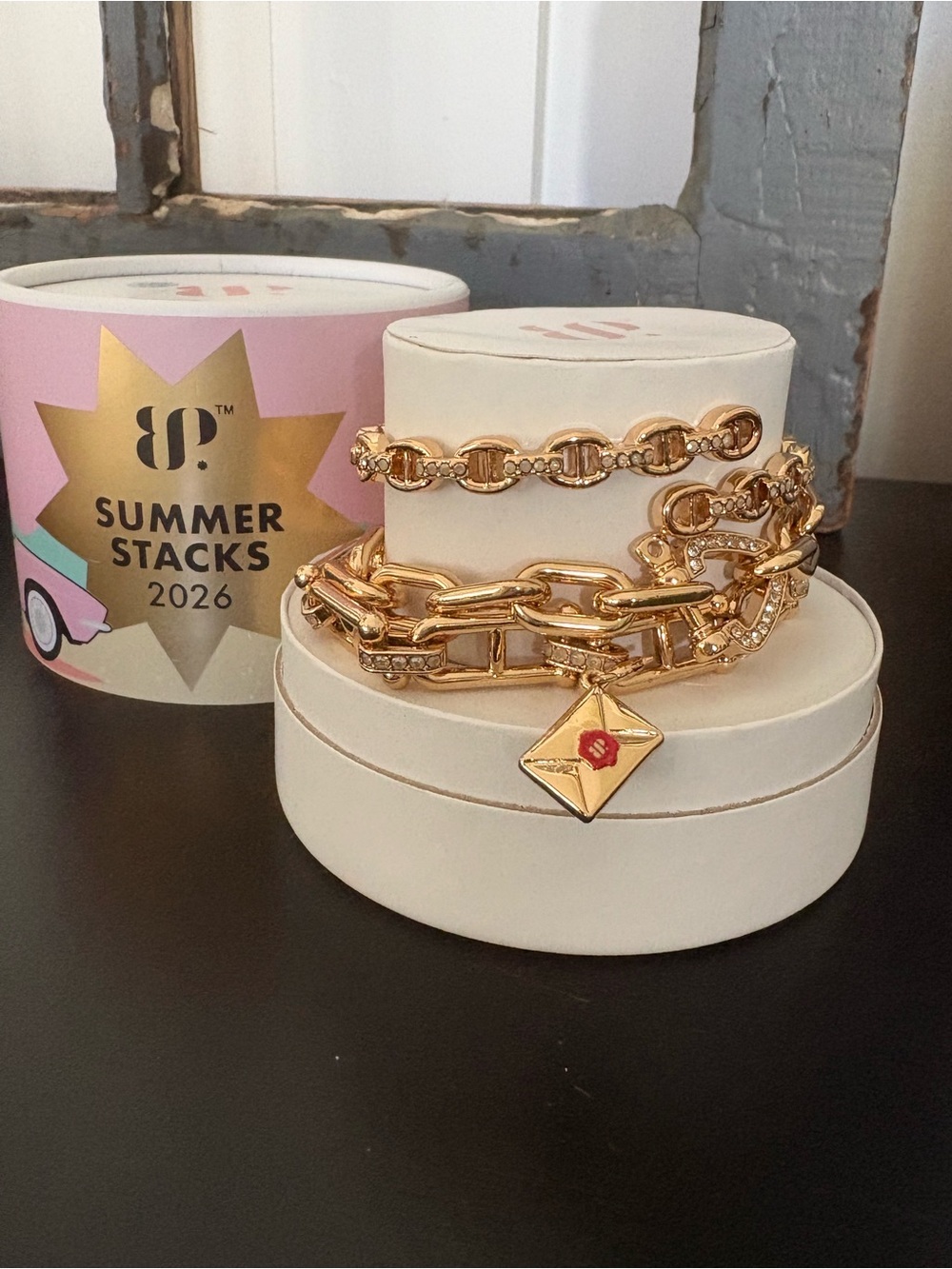 Bomb Party “the Founder’s Letter” Gold Chain Bracelet Stack with Charm - 2026